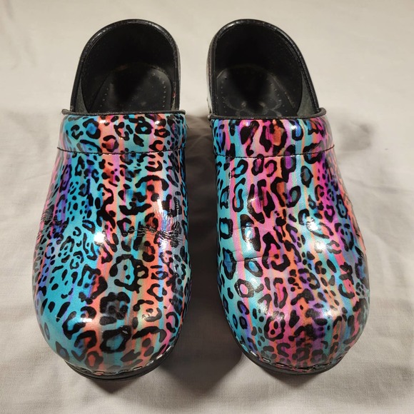 Sanita Shoes - Sanita  Womens Size 37 (6)- The original Danish clogs Rainbow Leopard Print